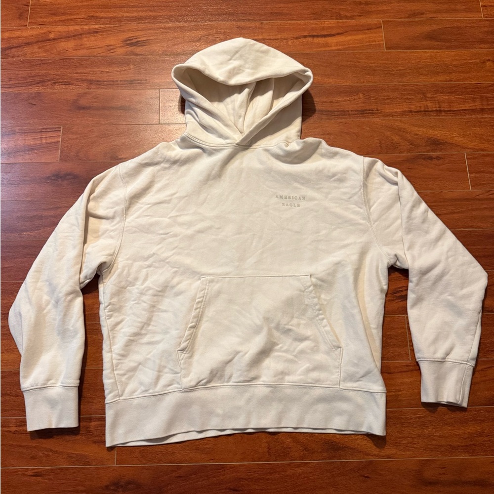 American Eagle Outfitters Men's Off-White Hoodie